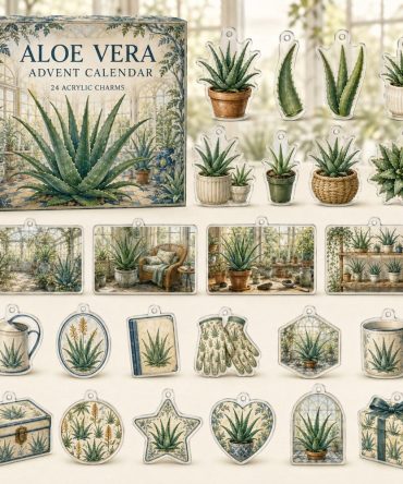 Aloe Vera 24-Day Acrylic Charm Holiday Countdown - Plant Lover Gift, Mini Charms & Home Decor