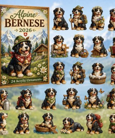 2026 Alpine Bernese Holiday Countdown Calendar — 24-Day Acrylic Charm Collection For Bernese Mountain Dog Lovers, Gift-Ready