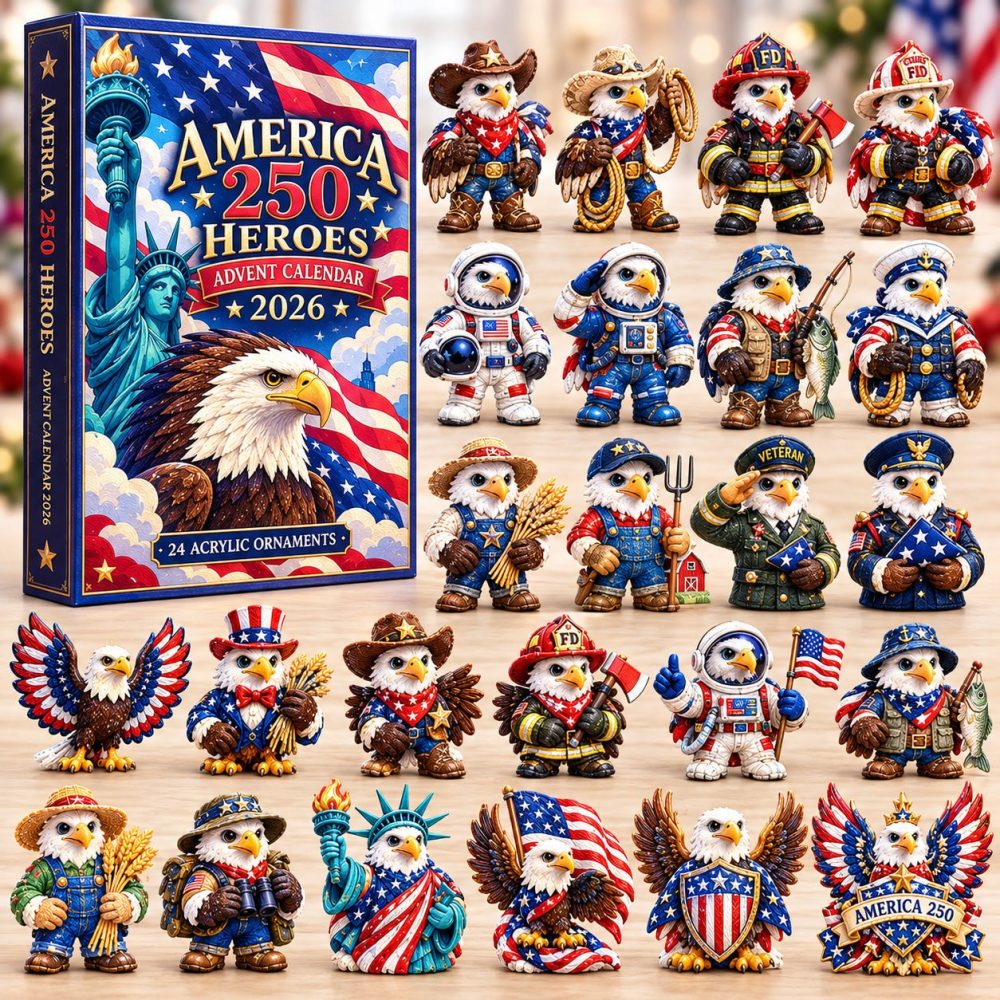 America 250 Eagle Heroes 2026 Advent Calendar — 24-Day Acrylic Charm Set, Patriotic Eagle Collectible Holiday Gift