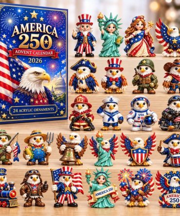 Collectible America 250 Patriotic Heroes Advent Calendar 2026 — 24-Day Acrylic Charm Countdown, Historic Usa Keepsake Gift
