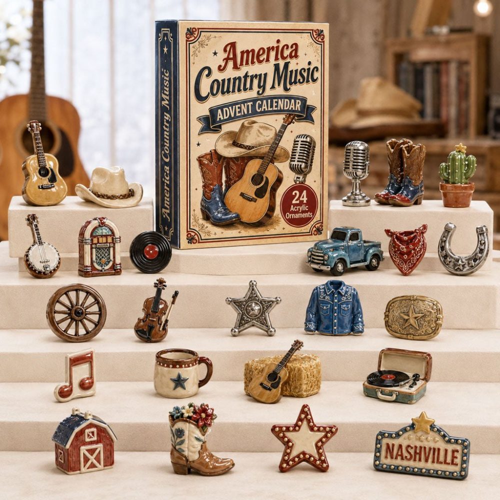 America Country Music 2026 Advent Calendar — 24-Day Acrylic Charm Set Celebrating Country Stars & Classic Americana