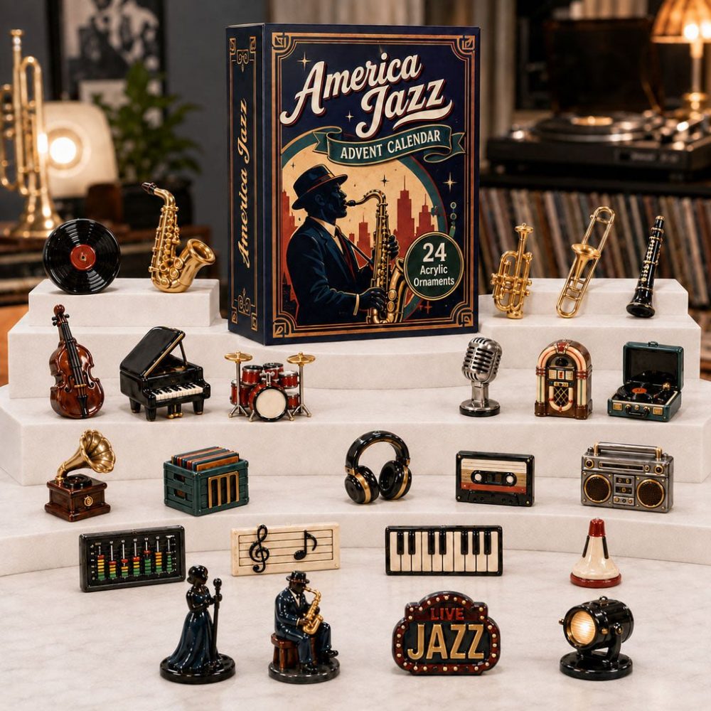 America Jazz 2026 Advent Calendar — 24-Day Acrylic Charm Set Honoring Jazz Legends, Stylish Musician Keepsakes