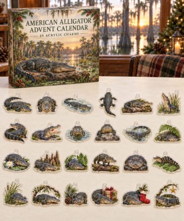 American Alligator Countdown Collection — 24 Acrylic Gator Charms, Bold Reptile-Themed 2026 Advent Gift For Wildlife Fans