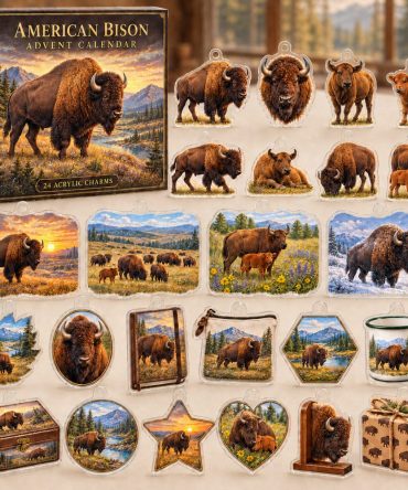 24-Day American Bison Charm Countdown: Wildlife Acrylic Charms Celebrating North American Bison — Rustic Collectible Gift For Nature Lovers