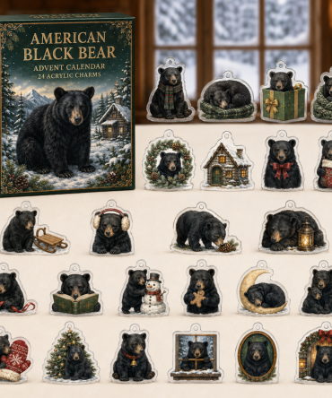 American Black Bear Holiday Advent — 24 Acrylic Charm Set, Wildlife-Themed Christmas Countdown & Gift For Nature Fans