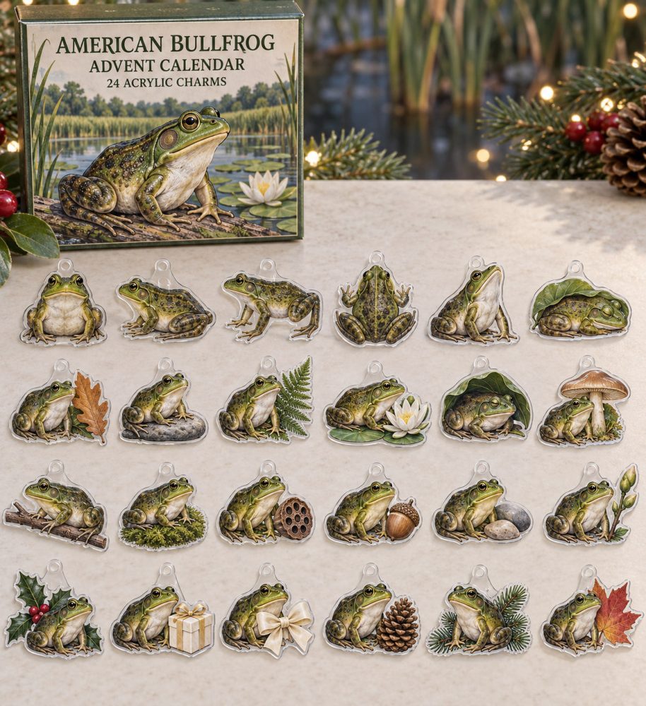 24-Day American Bullfrog Acrylic Charm Advent Calendar — Amphibian Collectible Set For Holiday Countdown, Gifts & Diy Bracelets