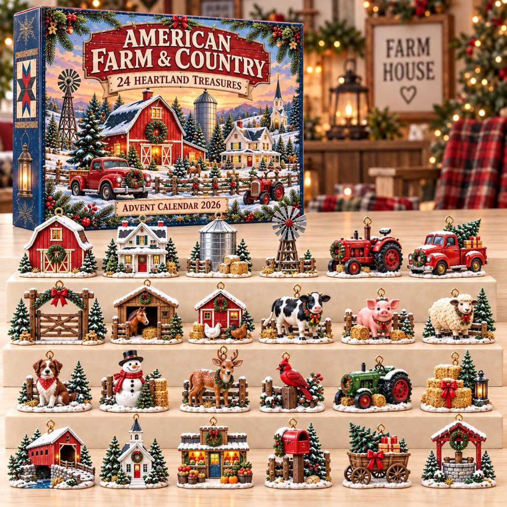 Country Farmhouse Holiday Countdown 2026 — 24 Rustic Acrylic Farm Charms, Charming Farm-Themed Advent Gift For Home & Kids