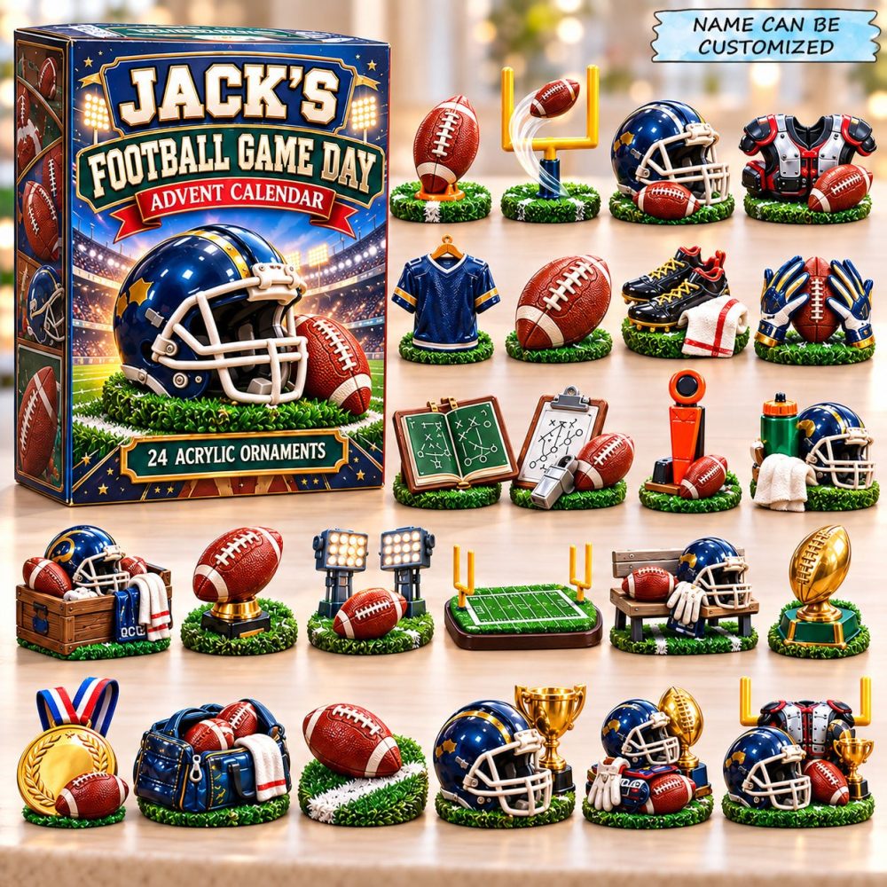 American Football Holiday Countdown Calendar — 24 Acrylic Football Charms, Sports-Themed Advent Gift For Fans & Kids 2026