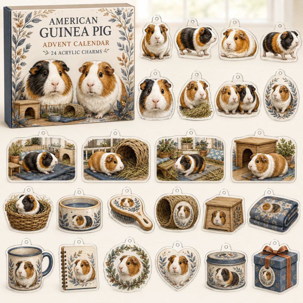 American Guinea Pig 24-Day Charm Countdown — 24 Acrylic Guinea Pig Charms In Gift Box For Collectors, Crafts & Pet Lovers