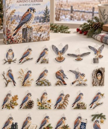 24-Day American Kestrel Advent Calendar — Acrylic Falcon Charms Set For Bird Lovers, Jewelry Making & Unique Gifts