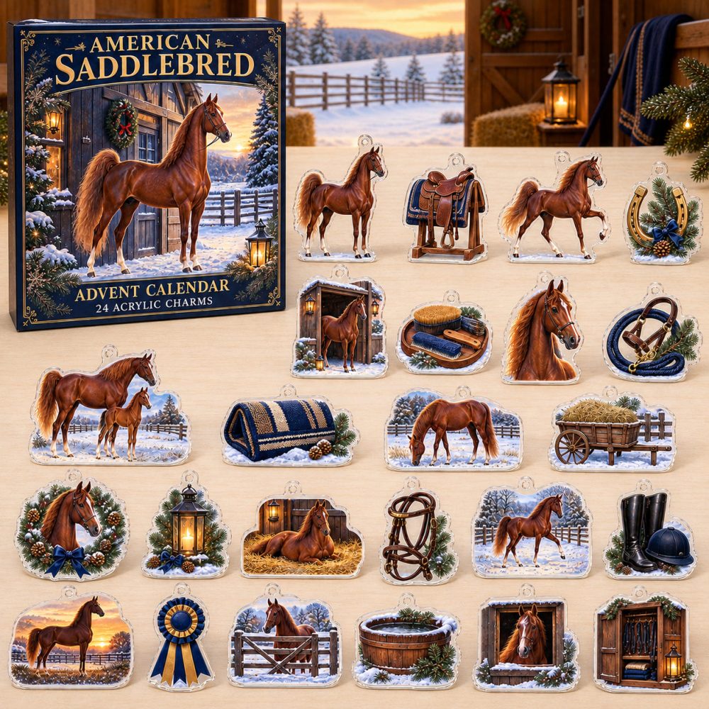 American Saddlebred Winter Charm Countdown: 24 Detailed Acrylic Horse Charms - Holiday Gift For Saddlebred Fans & Equestrian Riders