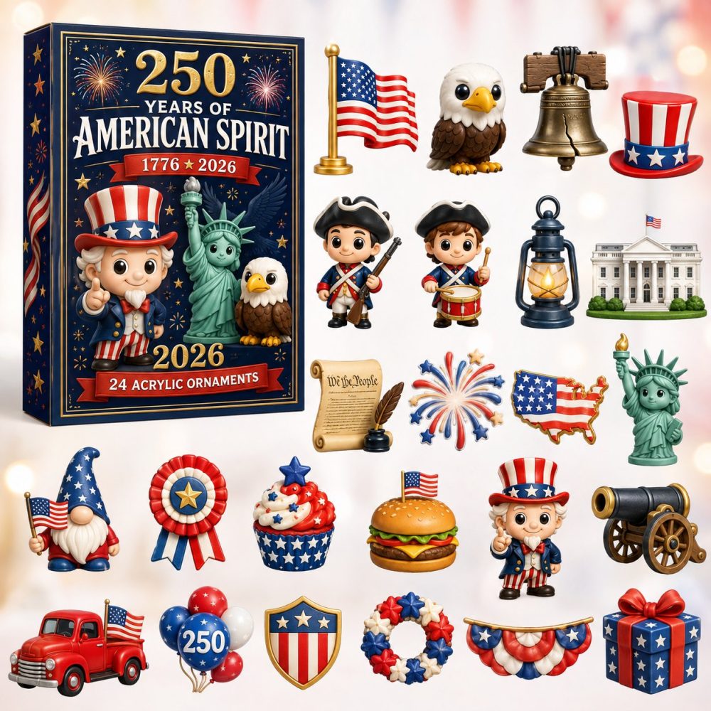 American Spirit 250Th Anniversary 2026 Advent Calendar - 24 Patriotic Acrylic Charms Celebrating Us History & Heritage