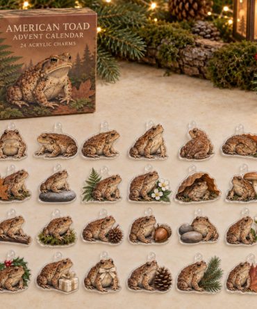 24-Day American Toad Acrylic Charm Advent Calendar — Rustic Amphibian Collectible Set For Holiday Countdown, Gifts & Classroom Prizes