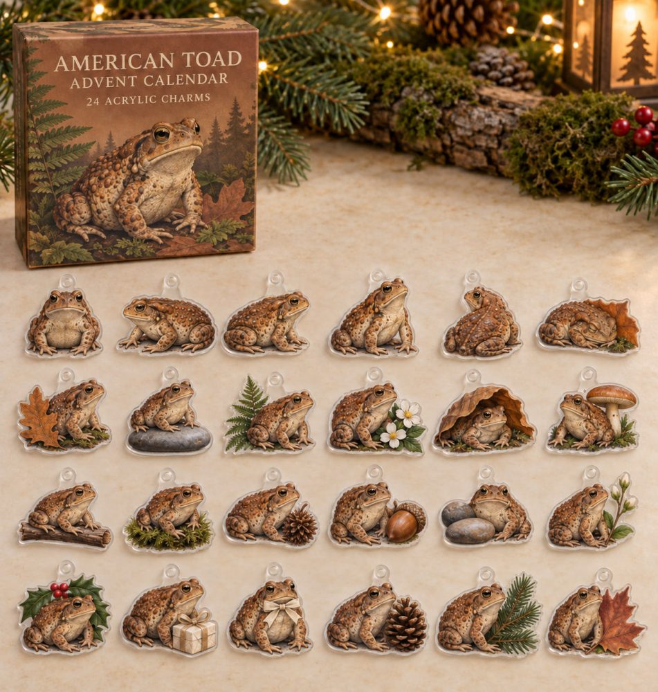 24-Day American Toad Acrylic Charm Advent Calendar — Rustic Amphibian Collectible Set For Holiday Countdown, Gifts & Classroom Prizes