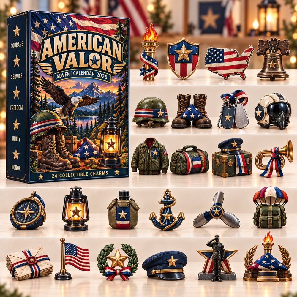 American Valor 2026 Patriotic Countdown Calendar — 24 Acrylic Charms, Flag & Military Keepsake Ornaments Gift For Veterans