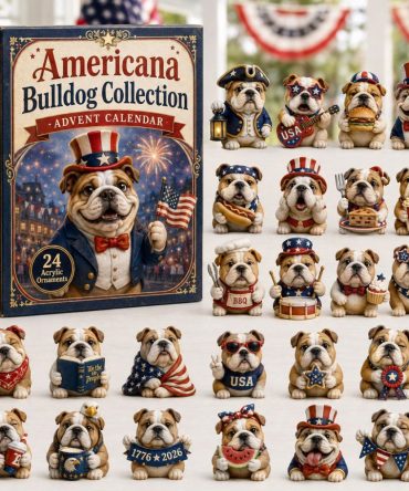 2026 Americana Bulldog Patriotic Countdown - 24-Day Acrylic Bulldog Charm Advent Set, Ideal Dog Lover Holiday Gift