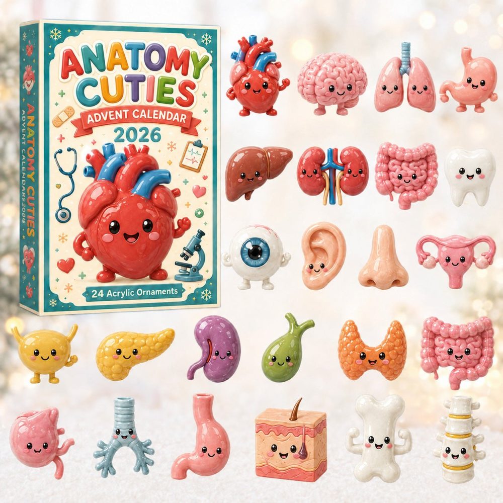 2026 Anatomy Cuties Holiday Countdown - 24-Day Medical-Themed Advent Calendar With Cute Acrylic Charms, Gift For Students & Kids