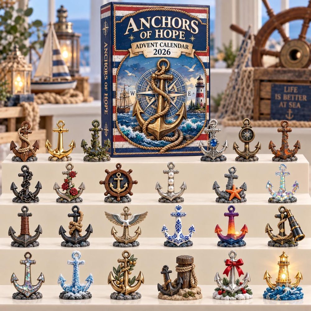 Anchors Of Hope 24-Day Holiday Advent Calendar With Acrylic Charms — 2026 Nautical Countdown & Inspirational Gift Decor