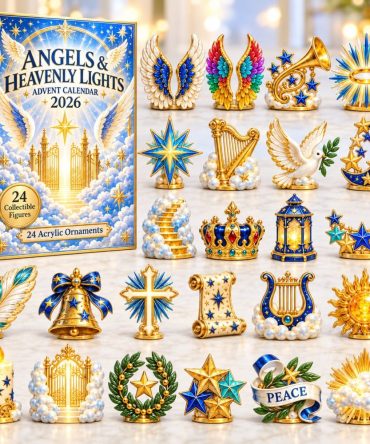 Angels & Heavenly Lights Holiday Countdown 2026 — 24-Day Acrylic Angel Charm Collection With Illuminated Motifs, Spiritual Christmas Gift