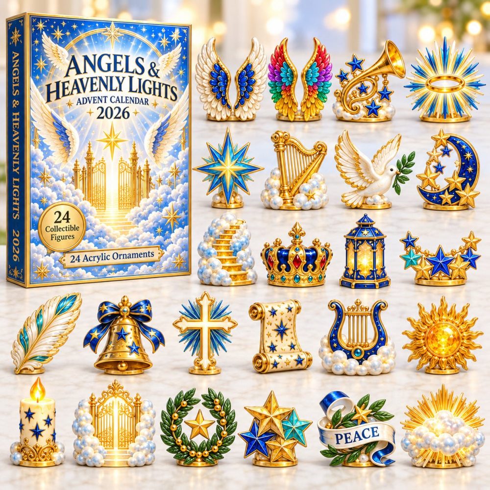 Angels & Heavenly Lights Holiday Countdown 2026 — 24-Day Acrylic Angel Charm Collection With Illuminated Motifs, Spiritual Christmas Gift