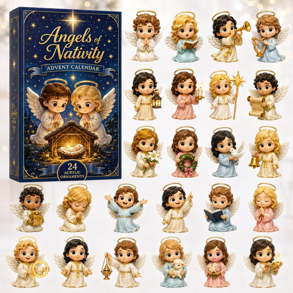 Angels Of The Nativity 24-Day Holiday Countdown Calendar — Hand-Painted Style Acrylic Charms, Religious Keepsake Gift 2026
