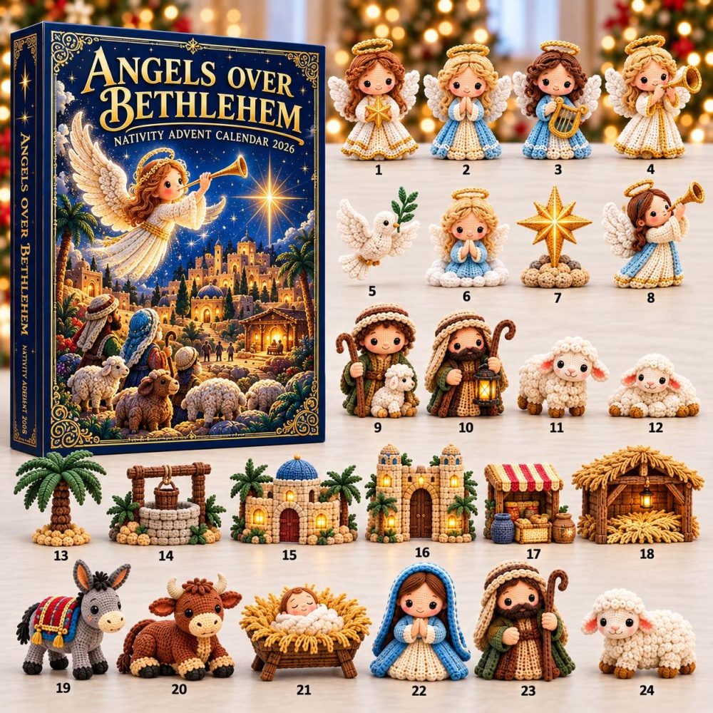 Angels Over Bethlehem 24-Day Nativity Advent Calendar With Acrylic Charms - Christian Christmas Countdown Keepsake 2026