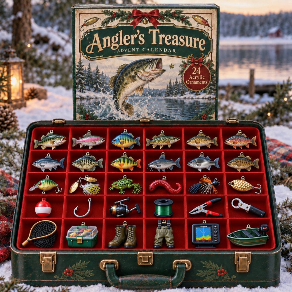 Angler'S Treasure 24-Day Advent Calendar 2026 — Acrylic Tackle Charms Countdown For Fishing Fans, Gift-Ready Holiday Calendar