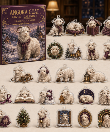 Angora Goat Holiday Charm Set — 24-Day Acrylic Advent Collection For Farm & Goat Lovers, Cute Seasonal Ornaments & Gifts