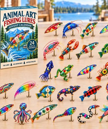 Animal Art Fishing Lures Advent Countdown 2026 — 24-Day Acrylic Charm Collection Of Animal-Inspired Lures, Creative Gift For Anglers