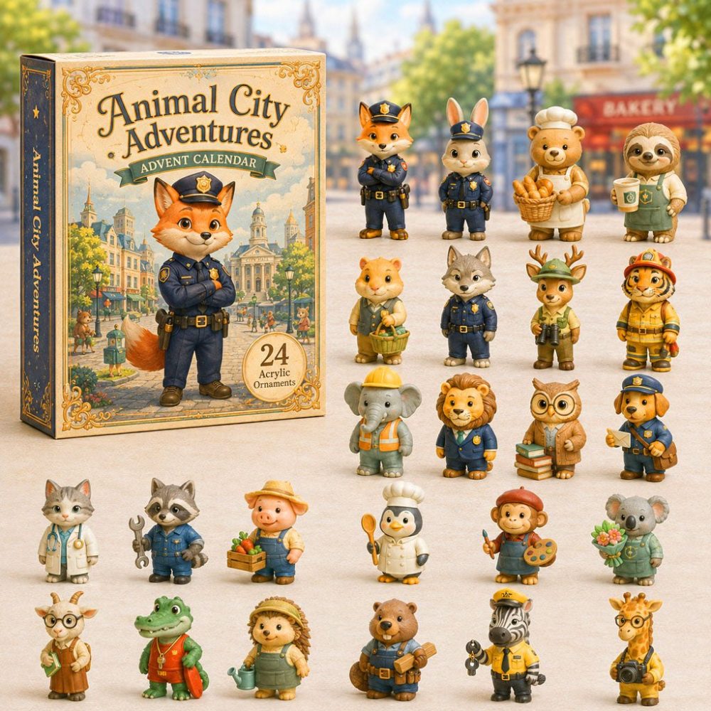 Animal City Adventure 24-Day 2026 Advent Calendar — Urban Animal Acrylic Charms, Daily Surprise Gift For Kids & Collectors