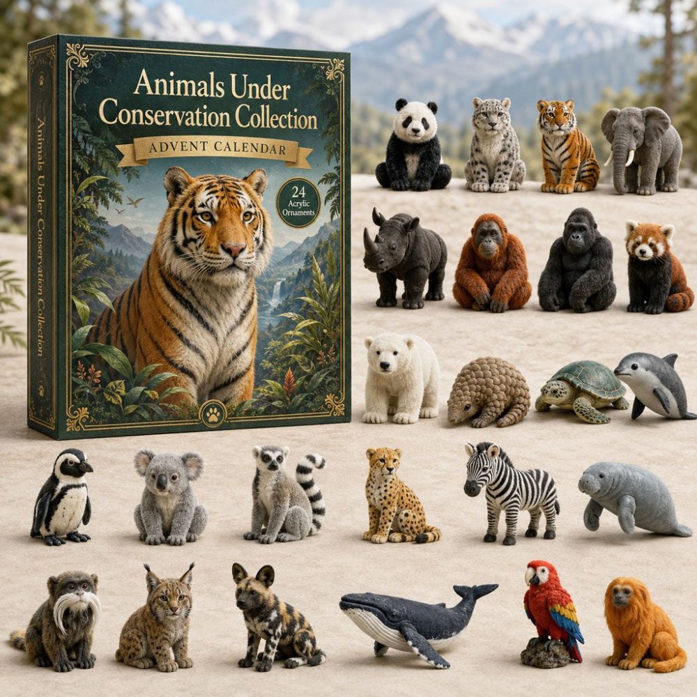 2026 Animals Under Conservation Advent Calendar - 24 Acrylic Wildlife Charms, Eco-Friendly Collector Set Supporting Species Protection