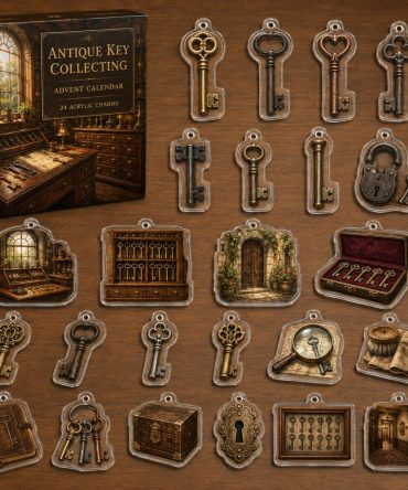 24-Day Antique Key Collector Charm Advent — Acrylic Vintage Key Charms Set, Mysterious & Elegant Holiday Gift For Collectors