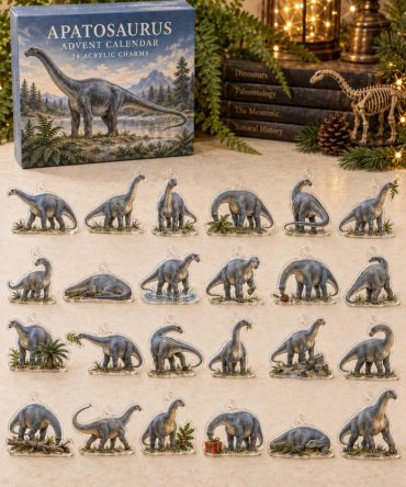 Apatosaurus Dino Advent Kit — 24 Gentle Giant Acrylic Dinosaur Charms, Educational Countdown For Kids, Gifts For Dino Fans