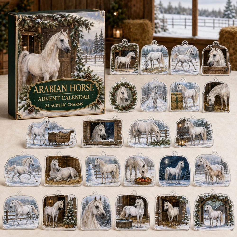 Arabian Horse Winter Charm Set: 24 Ornate Acrylic Charms - Luxurious Advent Countdown Gift For Arabian Breeders, Equestrians & Collectors