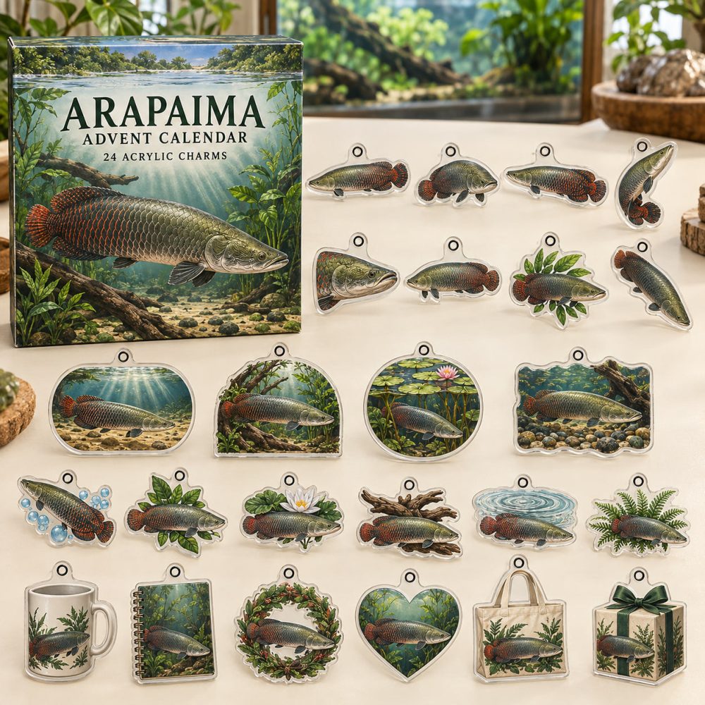 Arapaima Acrylic Charm Holiday Countdown — 24 Exotic Fish Collectible Ornaments, Unique Gift For Aquarium Lovers