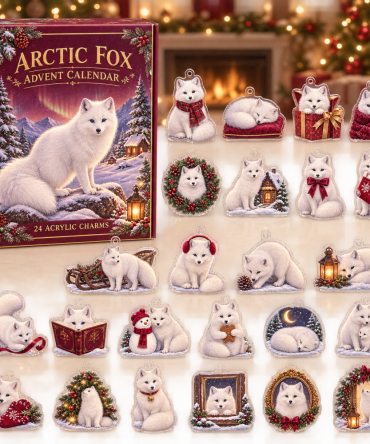 Arctic Fox Holiday Countdown: 24-Day Acrylic Charm Advent - Sleek Winter Gift, Cute Fox Ornaments For Collectors