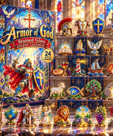 Armor Of God Stained Glass Advent Calendar 2026 - 24-Day Vibrant Countdown With Acrylic Stained-Glass Charms, Inspirational Faith Gift