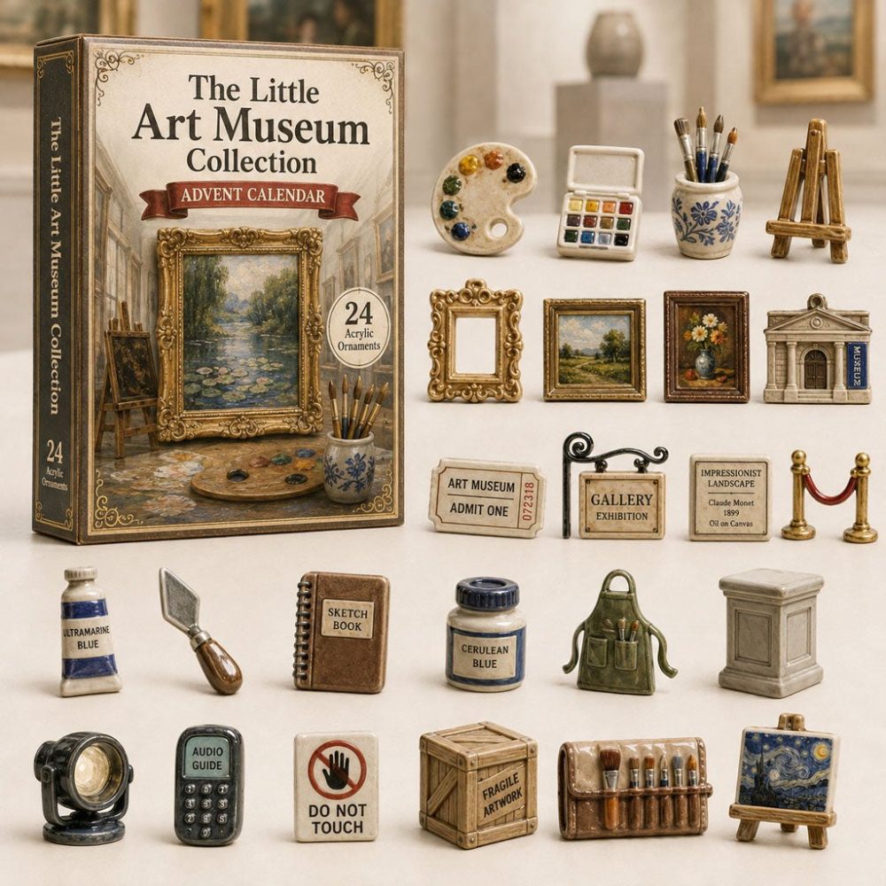 Art Museum Themed 24-Day Holiday Countdown Calendar With Acrylic Charms — Collectible Mini Artifacts & Gift Box, 2026 Edition