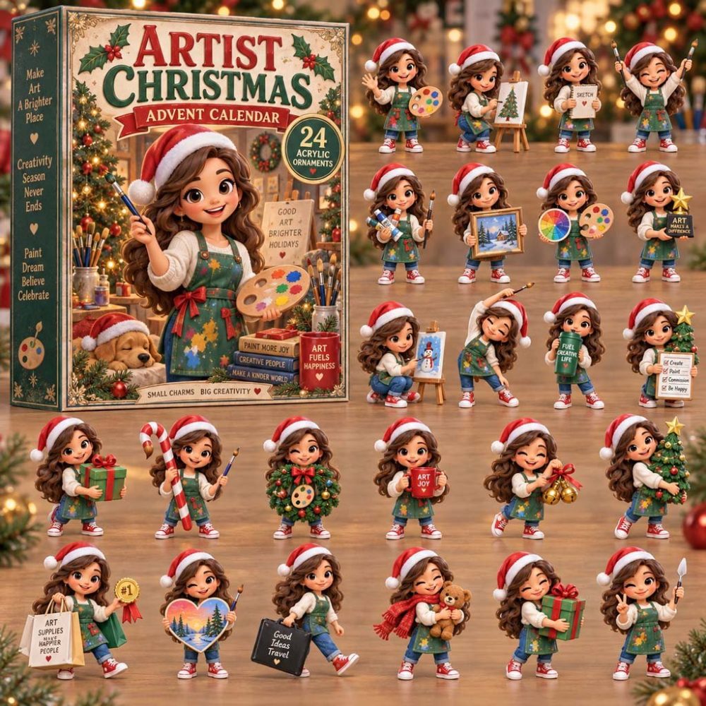 Artist 24-Day Acrylic Charm Advent Calendar — 2026 Creative Holiday Countdown, Mini Art-Themed Collectible Gift Set