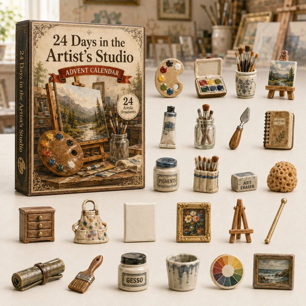 Artist Studio Holiday Countdown Calendar — 24-Day Acrylic Charm Set For Creative Gifts & Home Decor, Limited Edition 2026