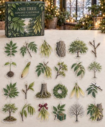 Ash Tree Seasonal Charm Countdown — 24 Durable Acrylic Tree Charms, Advent Gift Set For Woodworkers, Gardeners & Nature Fans