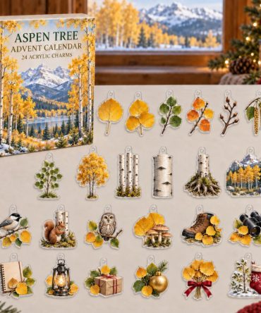 Serene Aspen Tree Holiday Countdown Advent Calendar - 24 Acrylic Charms, Reusable Nature-Themed Gift For Outdoors Lovers