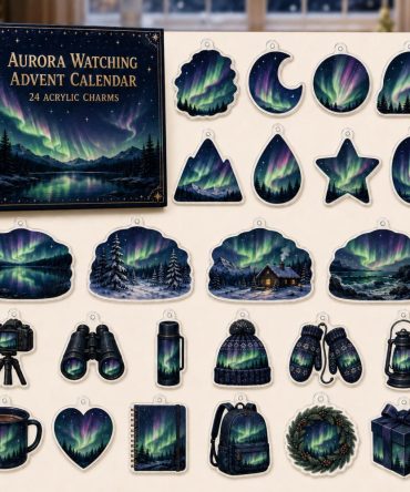 Aurora Watching Holiday Countdown — 24 Acrylic Northern Lights Charms, Stargazing & Nature Gift For Adventurers