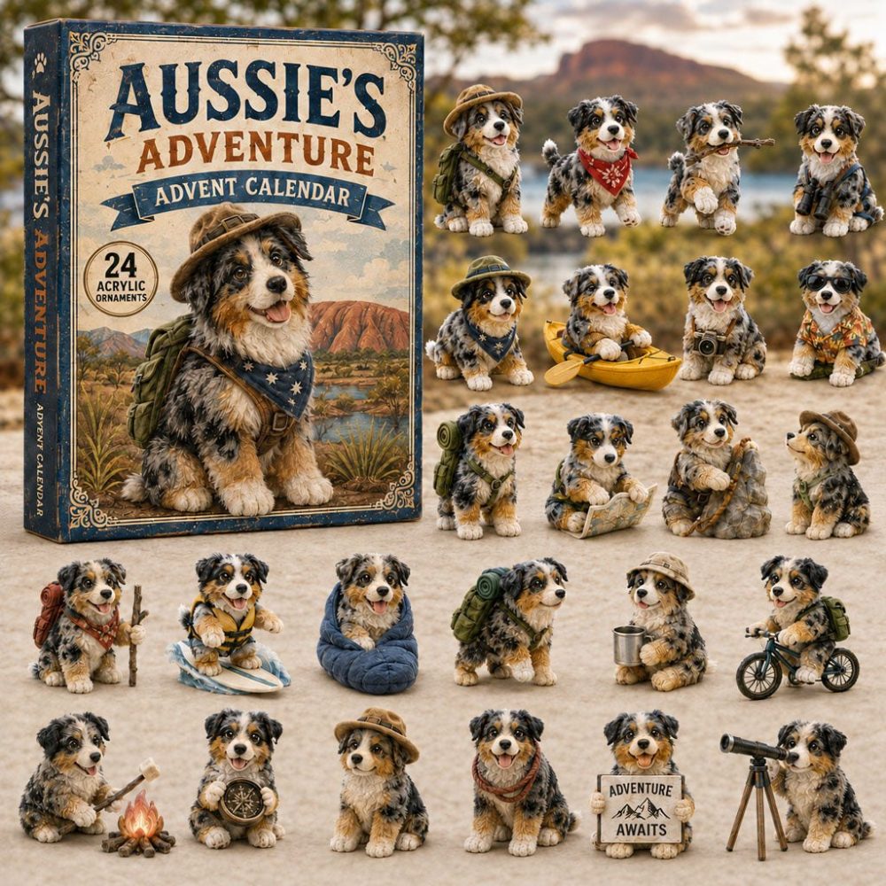 Aussie Dog Adventure 24-Day Advent Calendar 2026 — Outdoor-Themed Australian Dog Acrylic Charms, Fun Gift For Pet Fans