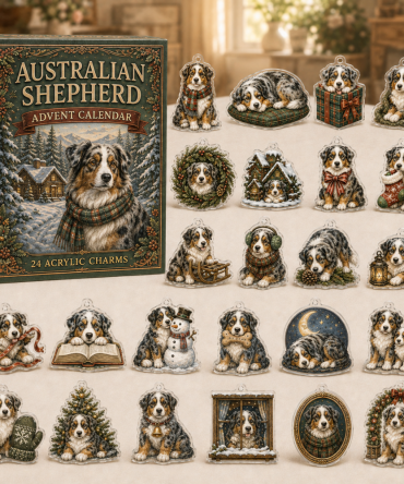 Australian Shepherd Holiday Countdown Calendar — 24 Acrylic Charms, 24-Day Gift Set For Aussie Lovers And Dog Collectors