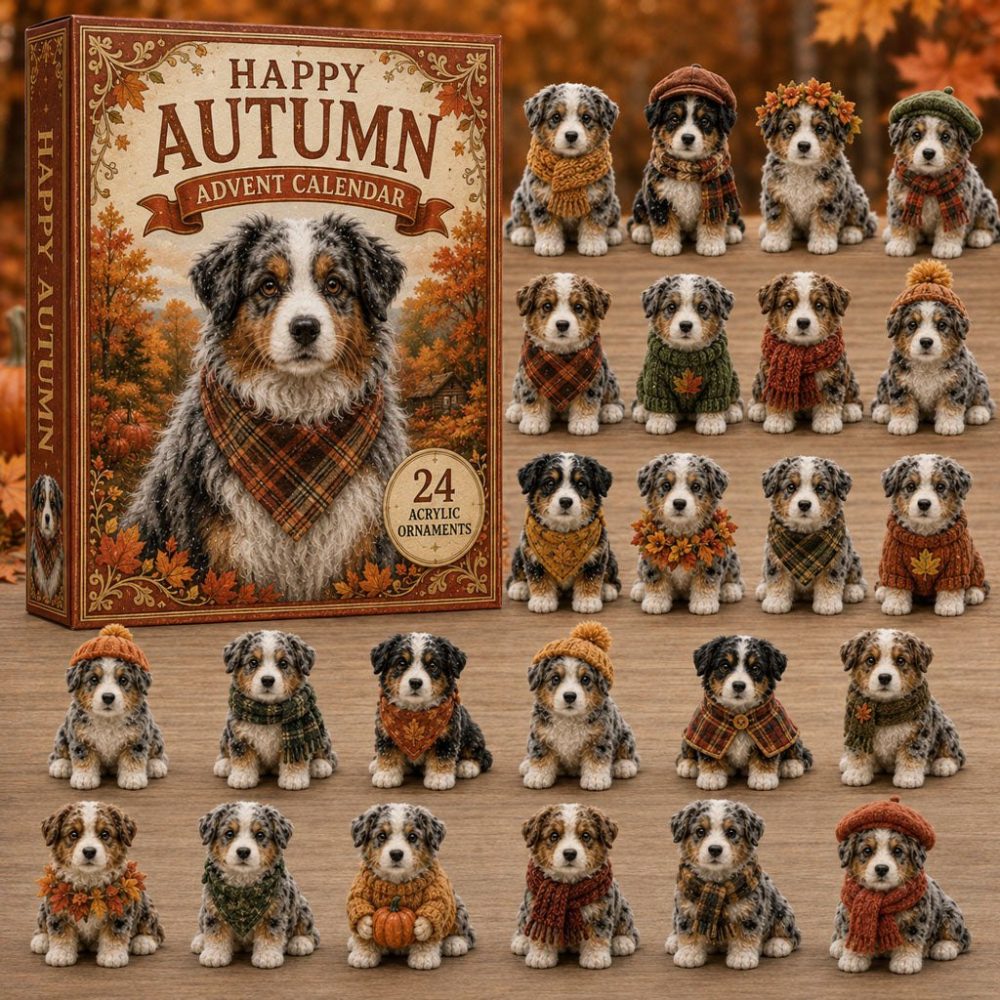 Autumn Australian Shepherd Advent Calendar 2026 — 24-Day Dog-Themed Acrylic Charm Countdown For Shepherd Fans