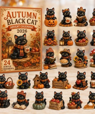 Autumn Black Cat Countdown Calendar 2026 — 24 Days Of Acrylic Charm Surprises, Halloween & Fall Decor Gift