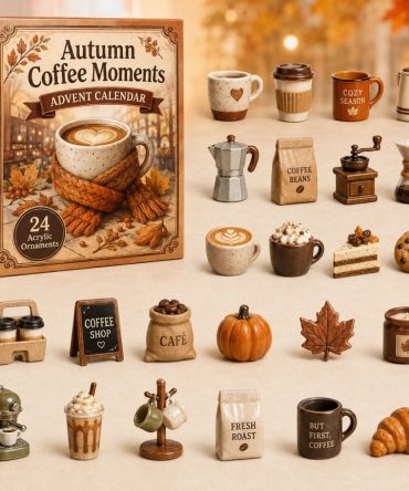 Autumn Coffee Moments Advent 2026 — 24-Day Acrylic Charm Calendar For Cozy Mornings, Barista Lover Gift