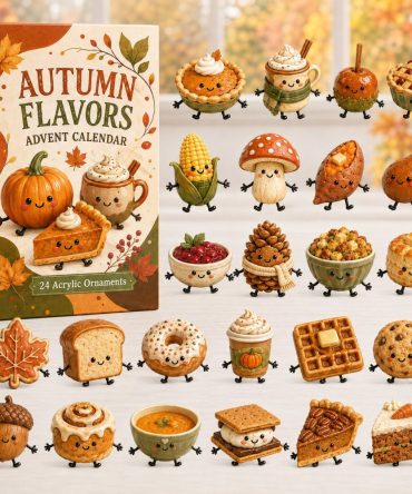 Autumn Flavors 24-Day Countdown Calendar With 24 Acrylic Seasonal Charms — 2026 Foodie-Themed Fall Gift & Kitchen Decor Countdown