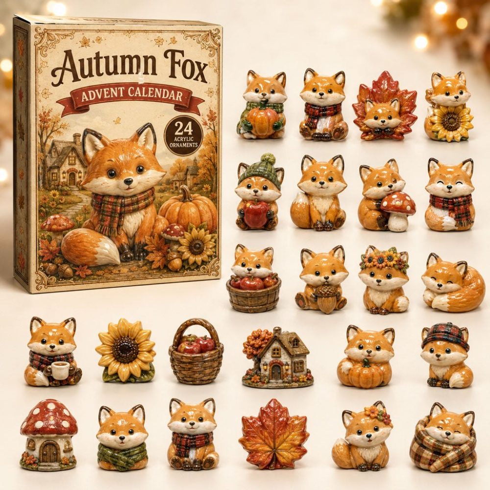 Autumn Fox 2026 Advent Countdown — 24-Day Woodland Fox Acrylic Charm Calendar For Fall Decor, Gifts & Collectibles